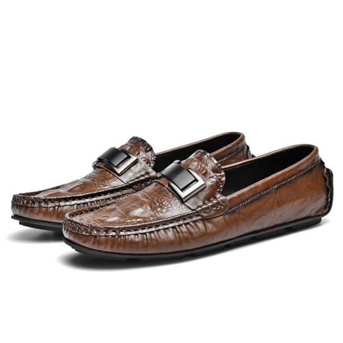 Gikleihwy Herren Klassische Driving Loafer, Casual Slip-On Weiche Dress Penny Schuhe Leichte Business Mokkasins für Party Hochzeit(Marrone,39 EU) von Gikleihwy