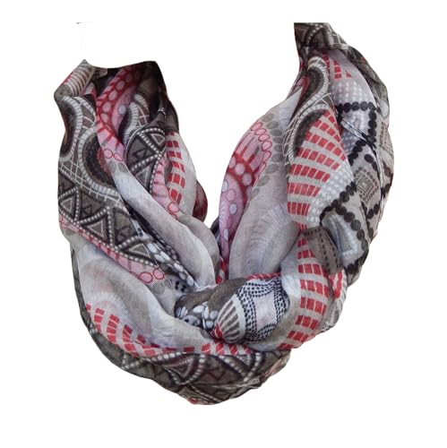 GIL-DESIGN XXL LOOP SCHAL SCHLAUCHSCHAL RUNDSCHAL HALSTUCH TÜCHER AUSWAHL HERBST WINTER 2023-2024 (Batik Grau Weiß Schwarz Rot 24) von GIL-DESIGN