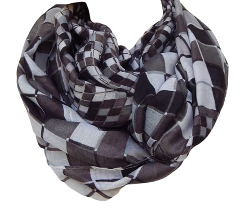 GIL-DESIGN XXL LOOP SCHAL SCHLAUCHSCHAL RUNDSCHAL HALSTUCH TÜCHER AUSWAHL HERBST WINTER 2023-2024 (Kariert Schwarz Weiß) von GIL-DESIGN