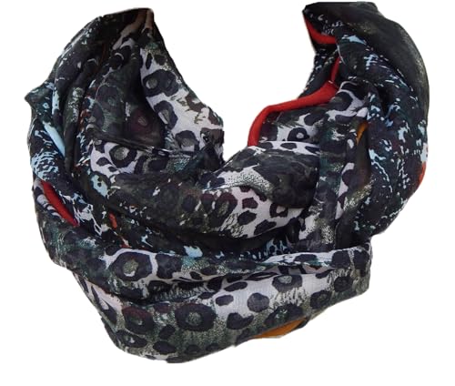 GIL-DESIGN XXL LOOP SCHAL SCHLAUCHSCHAL RUNDSCHAL HALSTUCH TÜCHER AUSWAHL HERBST WINTER 2023-2024 (Leopard Schwarz Weiß Bordo Rot) von GIL-DESIGN