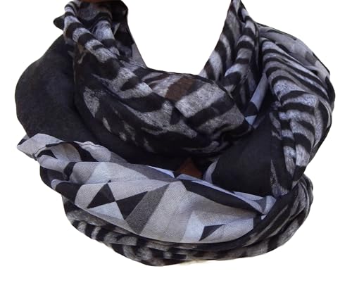 GIL-DESIGN XXL LOOP SCHAL SCHLAUCHSCHAL RUNDSCHAL HALSTUCH TÜCHER AUSWAHL HERBST WINTER 2023-2024 (Muster Grau Schwarz) (Leopard Muster Schwarz Grau) von Gil-Design