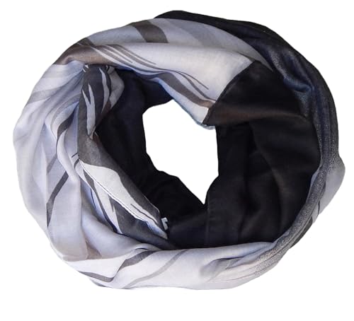 GIL-DESIGN XXL LOOP SCHAL SCHLAUCHSCHAL RUNDSCHAL HALSTUCH TÜCHER AUSWAHL HERBST WINTER 2023-2024 (Trendy Muster Schwarz Weiß Grau 16) von GIL-DESIGN