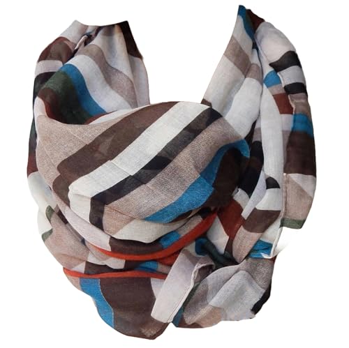 Gil-Design XXL LOOP SCHAL SCHLAUCHSCHAL RUNDSCHAL HALSTUCH TÜCHER AUSWAHL HERBST WINTER 2023-2024 (Blätter Weiß Braun Beige Rot 29) von Gil-Design