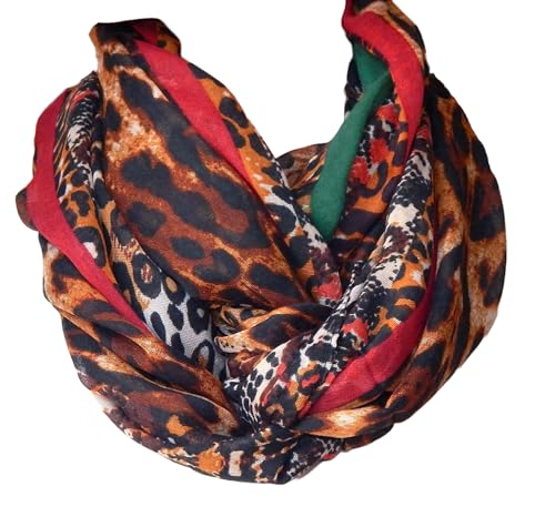 Gil-Design XXL LOOP SCHAL SCHLAUCHSCHAL RUNDSCHAL HALSTUCH TÜCHER AUSWAHL HERBST WINTER 2023-2024 (Leopard Braun Grün Rot Schwarz) von GIL-DESIGN