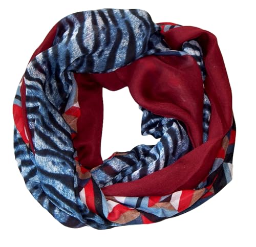 Gil-Design XXL LOOP SCHAL SCHLAUCHSCHAL RUNDSCHAL HALSTUCH TÜCHER AUSWAHL HERBST WINTER 2023-2024 (Leopard Muster Bordo Schwarz Rot Weiß) von GIL-DESIGN