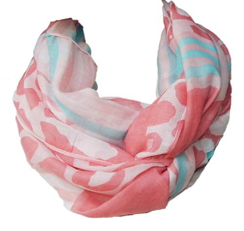 Gil-Design XXL LOOP SCHAL SCHLAUCHSCHAL RUNDSCHAL HALSTUCH TÜCHER AUSWAHL HERBST WINTER 2023-2024 (Leopard Rosa Weiß Türkis 41) von GIL-DESIGN