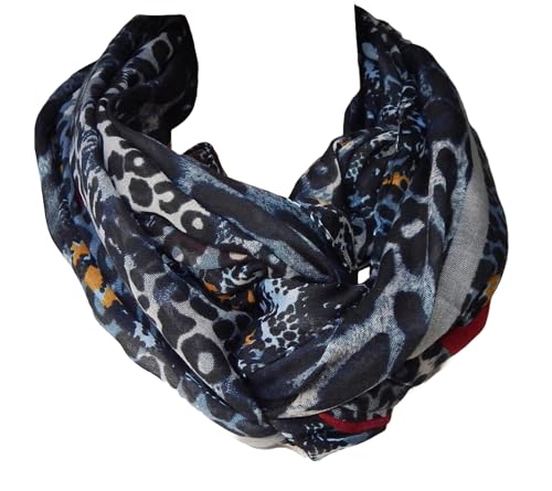 Gil-Design XXL LOOP SCHAL SCHLAUCHSCHAL RUNDSCHAL HALSTUCH TÜCHER AUSWAHL HERBST WINTER 2023-2024 (Leopard Schwarz Blau Bordo Grau) von GIL-DESIGN