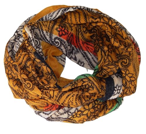 Gil-Design XXL LOOP SCHAL SCHLAUCHSCHAL RUNDSCHAL HALSTUCH TÜCHER AUSWAHL HERBST WINTER 2023-2024 (Paisley Senf Weiß Grün Rot 36) von GIL-DESIGN