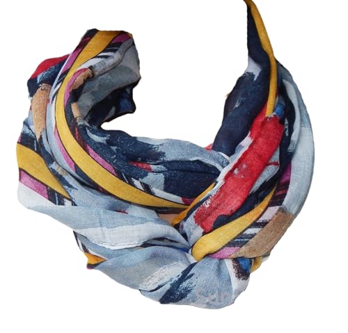 Gil-Design XXL LOOP SCHAL SCHLAUCHSCHAL RUNDSCHAL HALSTUCH TÜCHER AUSWAHL HERBST WINTER 2023-2024 (Trend Muster Grau Grau Rot Senf 18) von GIL-DESIGN