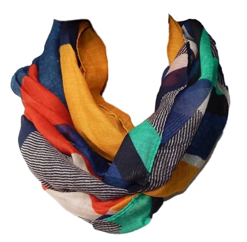 Gil-Design XXL LOOP SCHAL SCHLAUCHSCHAL RUNDSCHAL HALSTUCH TÜCHER AUSWAHL HERBST WINTER 2023-2024 (Verschiedene Muster Blau Schwarz Rot Senf 39) von GIL-DESIGN