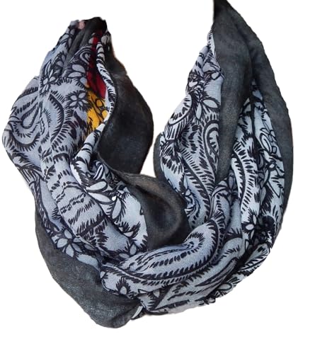 XXL LOOP SCHAL SCHLAUCHSCHAL RUNDSCHAL HALSTUCH TÜCHER AUSWAHL HERBST WINTER 2023-2024 (Paisley Grau Schwarz Rot Gold Rosa 31) von GIL-DESIGN