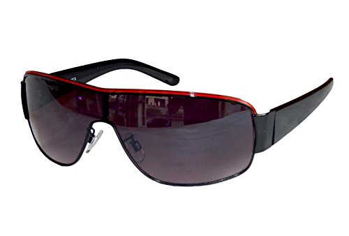 Gil SSC Coole Sonnenbrille Flieger Brille Monoglas Sportlicher Style Damen Herren M 5 (Schwarz Rot) von Gil SSC