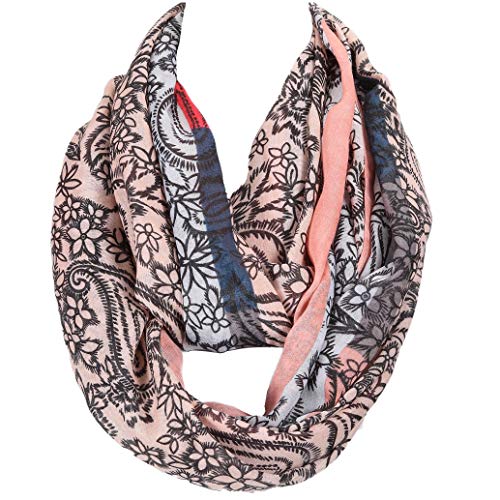Gil SSC XXL LOOP SCHAL SCHLAUCHSCHAL RUNDSCHAL HALSTUCH TÜCHER AUSWAHL HERBST WINTER 2020-2021 (Paisley Altrosa Blau Rot) von GIL-DESIGN