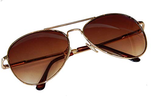 Pilotenbrille Fliegerbrille Pornobrille Sonnenbrille Brille Top Gun G2 (G 2 Gold Braun) von Gil SSC