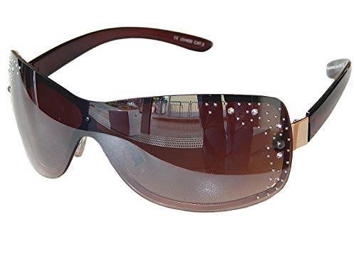 Sonnenbrille Damenbrille mit Strasssteinen Brille Monoglas Sportlicher Style Damen M 33 (Braun Gold.) von Gil SSC