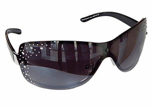 Sonnenbrille Damenbrille mit Strasssteinen Brille Monoglas Sportlicher Style Damen M 33 (Schwarz Silber) von Gil SSC