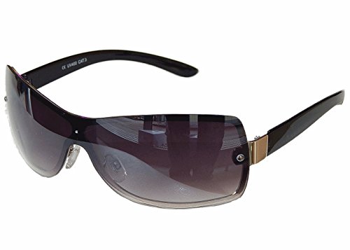 Sonnenbrille Pilotenbrille Brille Monoglas Sportlicher Style Damen Herren M 35 (Schwarz Silber) von Gil SSC