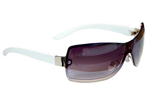 Sonnenbrille Pilotenbrille Brille Monoglas Sportlicher Style Damen Herren M 35 (Weiß Silber) von Gil SSC