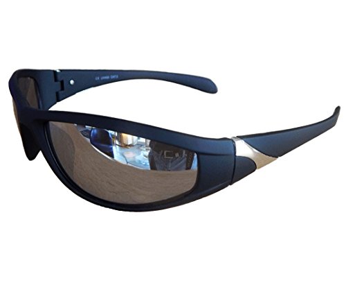 Sportbrille Sonnenbrille Schwarz verspiegelt Fahrradbrille M 4 (Silber) von Gil SSC