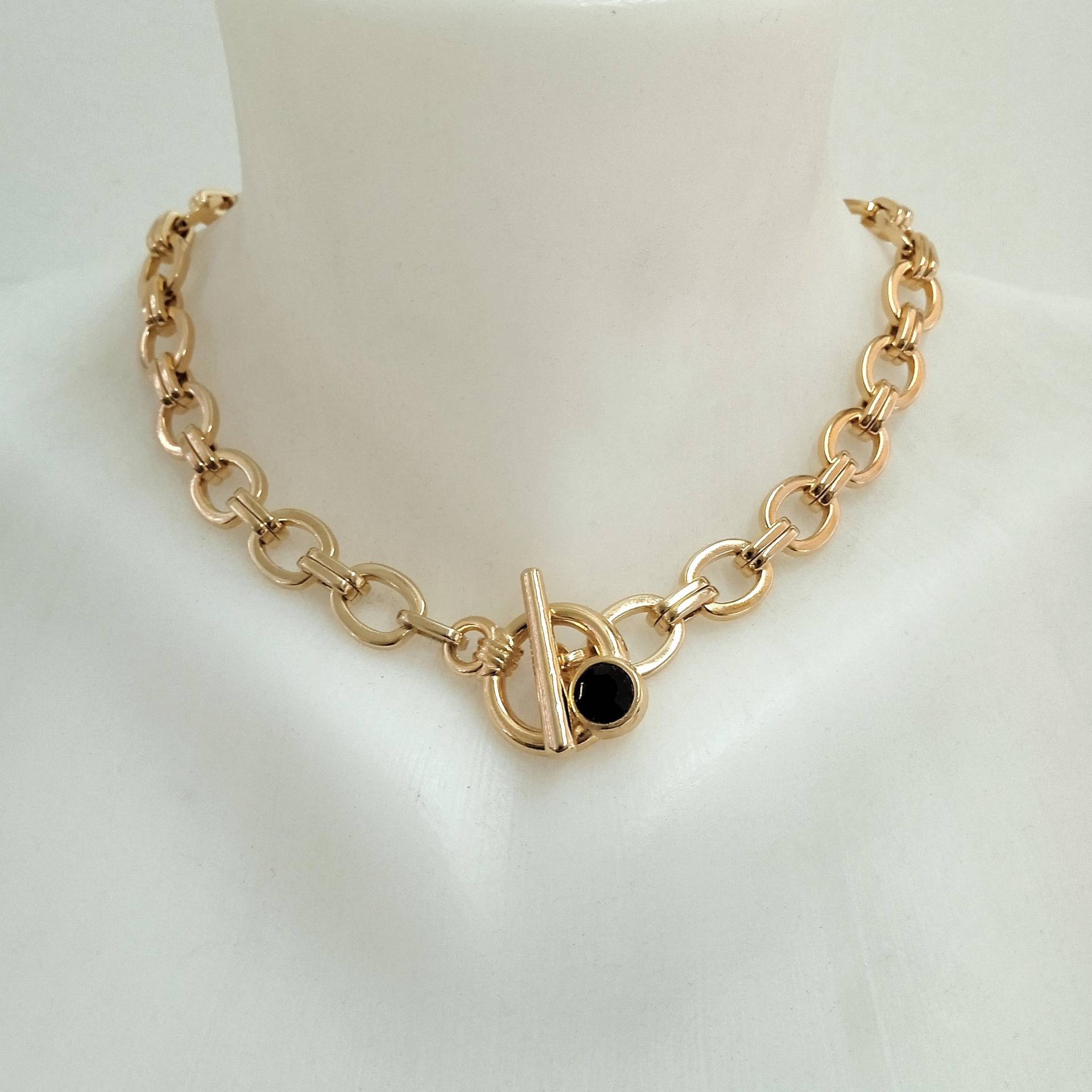 Gold Statement Kette, Goldkette Mit Knebelverschluss, Necklace Gold Statement Kette, Goldkette Mit Knebelverschluss, Necklace von GilPashutDesigns