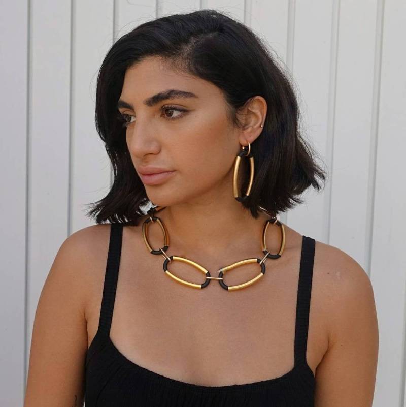 Set Aus Statement Halskette Und Ohrringe, Bold Schmuckset von GilPashutDesigns