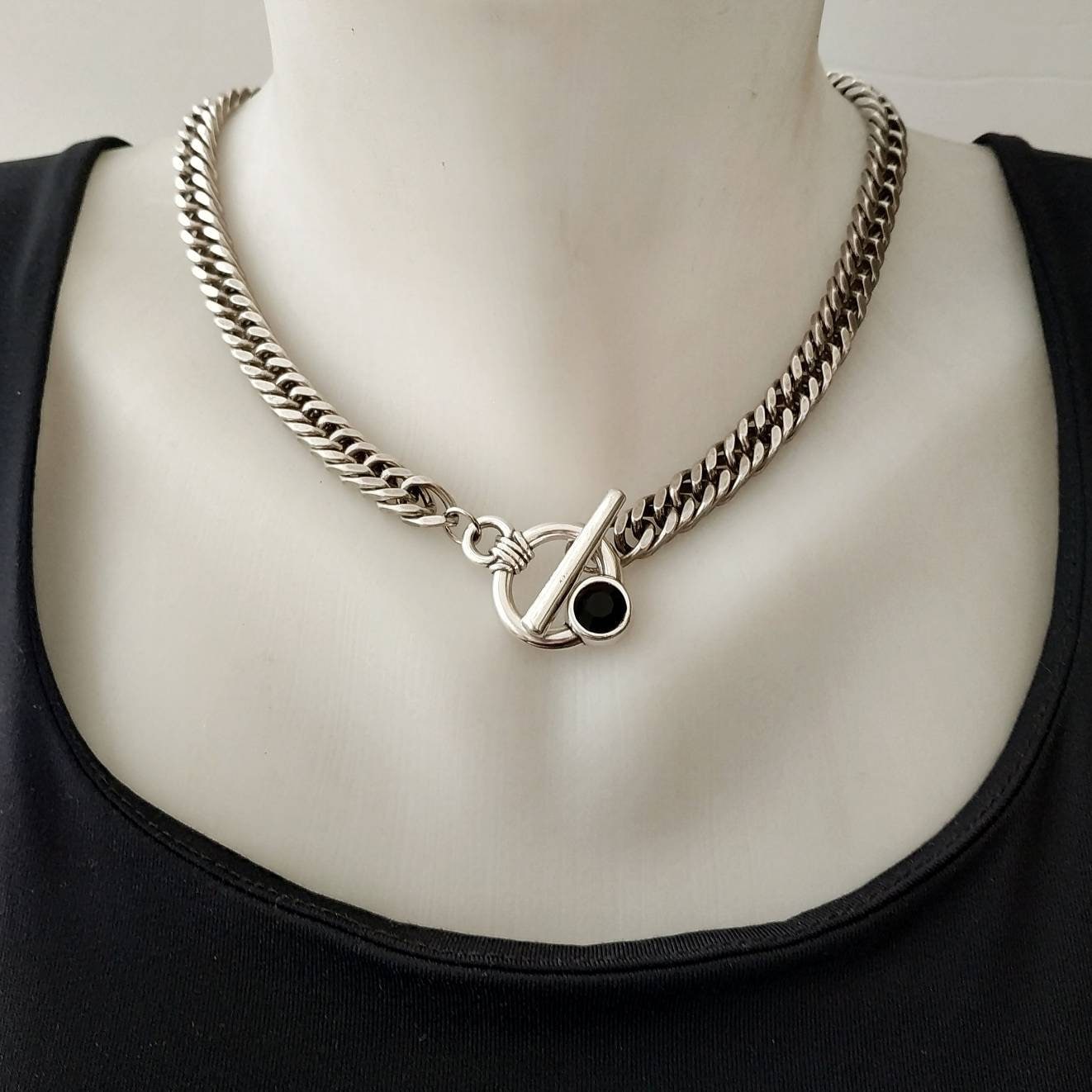 Silber Kette, Statement Toggle Kette von GilPashutDesigns