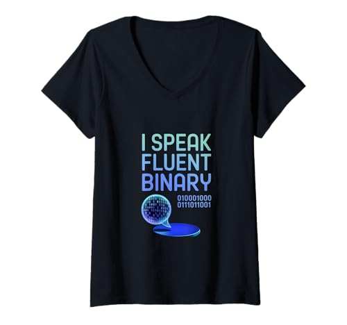 Damen Lustiger Programmierer I Speak Fluent Binary T-Shirt mit V-Ausschnitt Damen Lustiger Programmierer I Speak Fluent Binary T-Shirt mit V-Ausschnitt von Gilbium