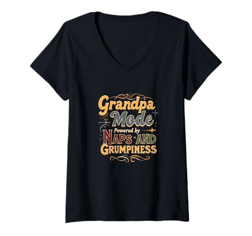 Damen Opa-Modus angetrieben durch Nickerchen und Grumpiness T-Shirt mit V-Ausschnitt von Gilbium