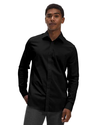 Fremont Classic - Regular fit Hemd Herren schwarz Gr. L - Langarm Herrenhemd aus Bügelleichte Baumwolle & Stretch - ideale Business Hemden für Männer von Gilby Park