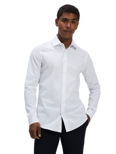 Gilby Park Fremont - Herren Langarm Slim Fit Weiss XXL - Winter Herrenhemden - ideal als Business & Freizeithemd für Männer - aus Bügelleichter Stretch Baumwolle von Gilby Park