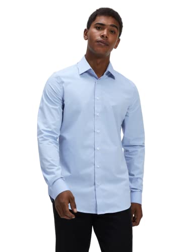 Gilby Park Fremont -Herren Hemd Langarm Slim Fit Blau L - Winter Herrenhemden - ideal als Business & Freizeithemden für Männer - aus Bügelleichter Baumwolle von Gilby Park