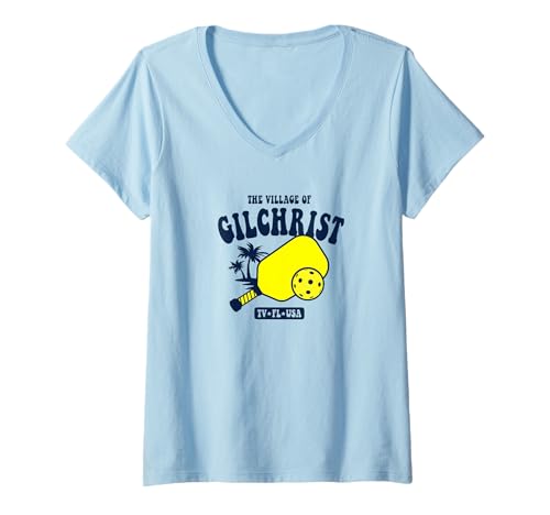 Damen Das Dorf von Gilchrist TV FL USA Pickleball Design T-Shirt mit V-Ausschnitt Damen Das Dorf von Gilchrist TV FL USA Pickleball Design T-Shirt mit V-Ausschnitt von Gilchrist TV FL USA Designs and Souvenirs