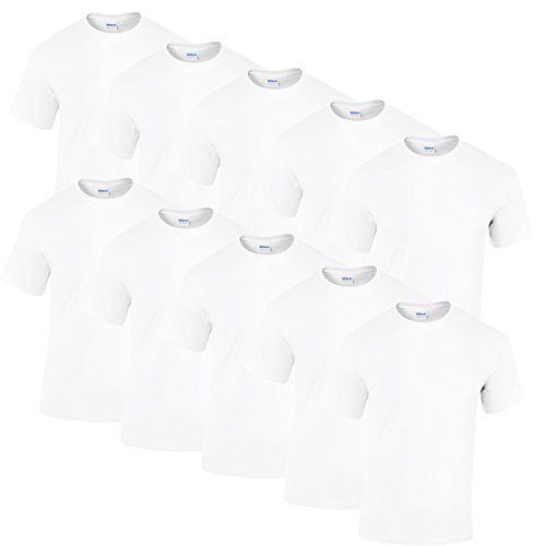 Gildan 10 T Shirts Heavy Cotton M L XL XXL Diverse Farben auswählbar (L, Weiss) von Gildan