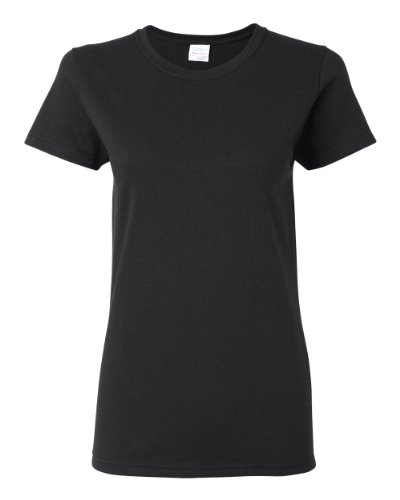 5 Stück GILDAN schwere Baumwolle Damen T Shirt Top Damen Mädchen uni Trade alle Größen + Farben Gr. 36, 5 x Black von Gildan