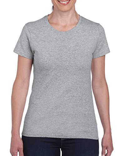 Damen-T-Shirt von Gildan, aus schwerer Baumwolle, damen, 5000L, Sport Grey (90/10), M von Gildan