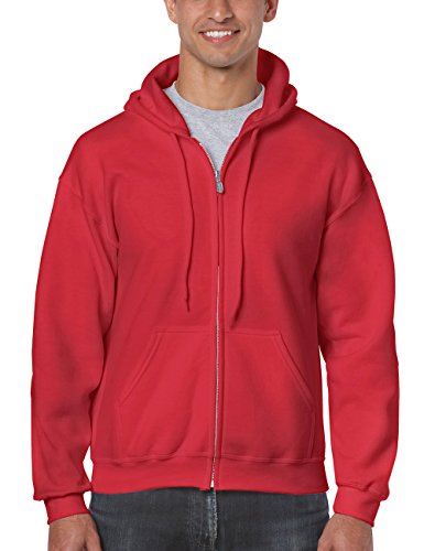 GILDAN Herren Adult 50/50 Cotton/Poly. Full Zip Hooded Sweat /18600 Kapuzenpullover, Rot (Red 40), Small (Herstellergröße: S) von Gildan