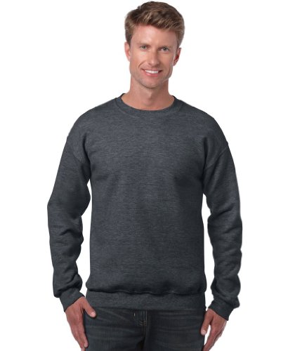 GILDAN Herren 50/50 Adult Crewneck Sweat Sweatshirt, Grau (Dark Heather), L von Gildan