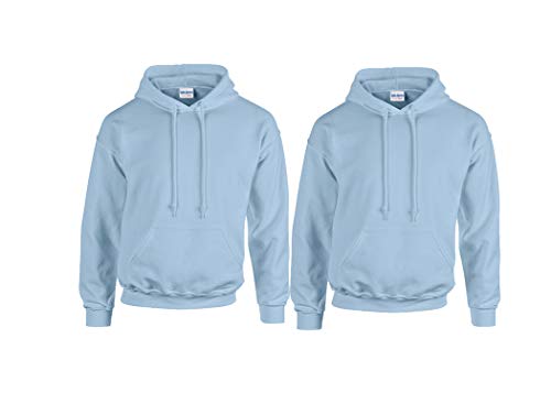 Gildan Herren Kapuzenpullover Adult 50/50. Hooded Sweat/18500, Einfarbig (XL, 2er Light Blue + 1x HL Kauf Notizblock) von Gildan