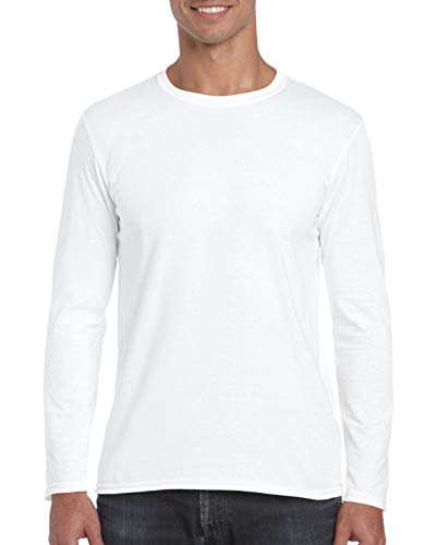 GILDAN Herren Soft Style L/Sleeve T-Shirt, weiß, L von Gildan