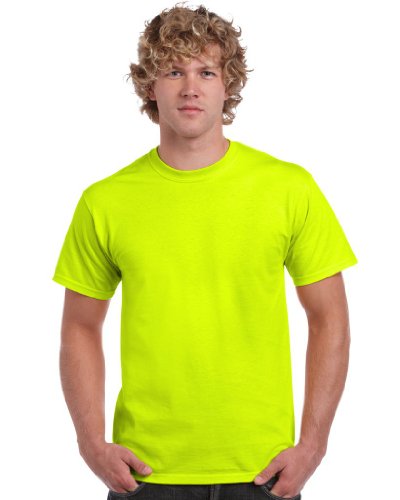 GILDAN Herren T-Shirt Adult Ultra Cotton 2000, Einfarbig, Gr. Small, Gelb (Safety Green 188) von Gildan