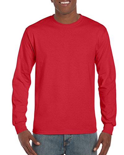 GILDAN Herren Ultra Cotton Adult Long Sleeve T-Shirt, Rot (Rot 040), Medium von Gildan