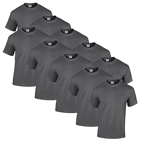 Gildan 10 T Shirts Heavy Cotton M L XL XXL 3XL 4XL 5XL Diverse Farben auswählbar, 10x Charcoal + 1 HL-Kauf Block, XXL von Gildan