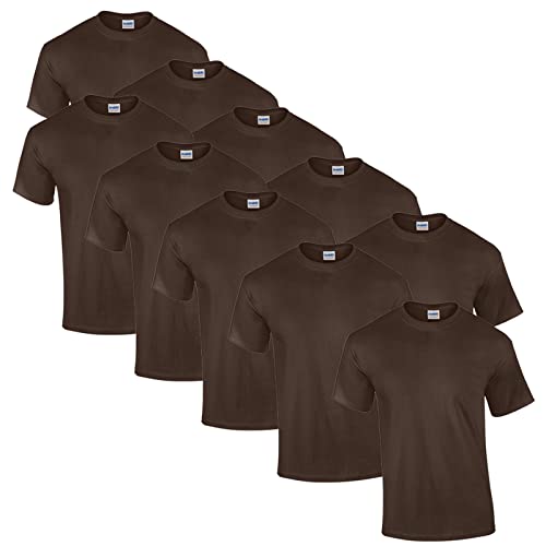 Gildan 10 T Shirts Heavy Cotton M L XL XXL 3XL 4XL 5XL Diverse Farben auswählbar, 10x Dark Chocolate + 1 HL-Kauf Block, L von Gildan