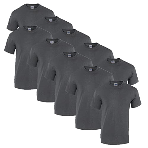 Gildan 10 T Shirts Heavy Cotton M L XL XXL 3XL 4XL 5XL Diverse Farben auswählbar, 10x Dark Heather + 1 HL-Kauf Block, M von Gildan