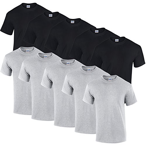 Gildan 10 T Shirts Heavy Cotton M L XL XXL 3XL 4XL 5XL Diverse Farben auswählbar (3XL, 5schwarz/5sportgrey) … von Gildan
