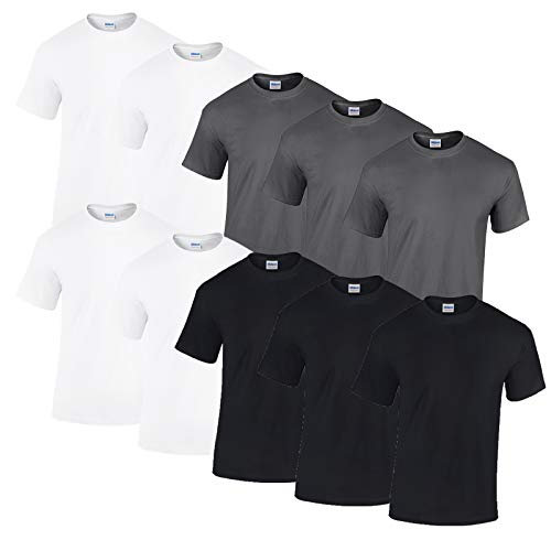 gildan 10 T Shirts Heavy Cotton M L XL XXL Diverse Farben auswählbar (3XL, 4Weiss/3Schwarz/3Anthrazit) von Gildan