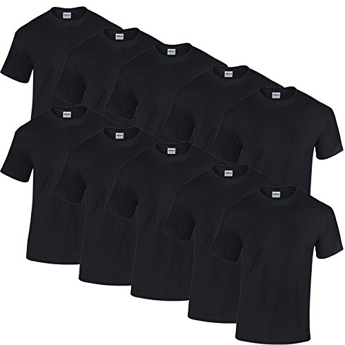 Gildan 10 T Shirts Heavy Cotton M L XL XXL Diverse Farben auswählbar (5XL, Schwarz) von Gildan