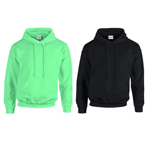 Gildan 2er Herren Kapuzenpullover Heavy Blend Set Hoodie Sweat M L XL 2XL 3XL 4XL 5XL in verschiedenen Farbsets & HLKauf-Block (1x Mint, 1x Schwarz & 1x HLKauf-Block, XXL) von Gildan