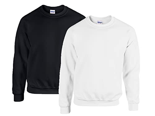 Gildan 2er Herren Sweatshirt Heavy Blend Sweat M L XL 2XL 3XL 4XL 5XL in verschiedenen Farbsets & HLKauf-Block (1x Schwarz, 1x Weiss & 1x HLKauf-Block, 5XL) von Gildan