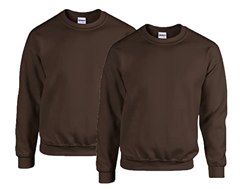 Gildan 2er Herren Sweatshirt Heavy Blend Sweat M L XL 2XL 3XL 4XL 5XL in verschiedenen Farbsets & HLKauf-Block (2X Dark Choco & 1x HLKauf-Block, M) von Gildan